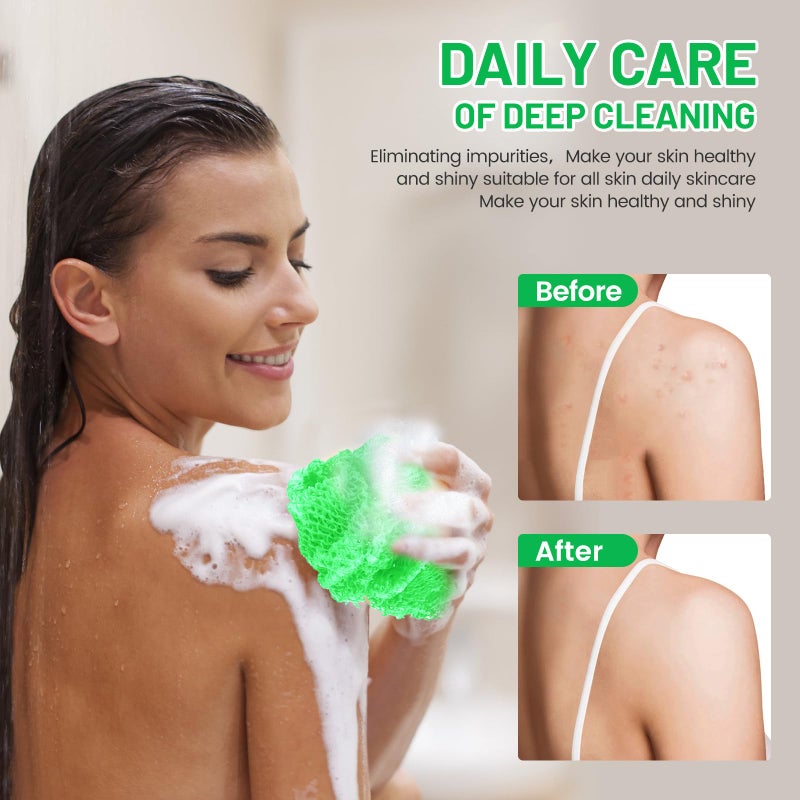 ZOCY African Net Sponge, Authentic Exfoliating Body Scrubber for Bath and Shower, Multiple Textures with Gentle Deep Exfoliating and Rich Lather for All Skins (Green) - Image 2